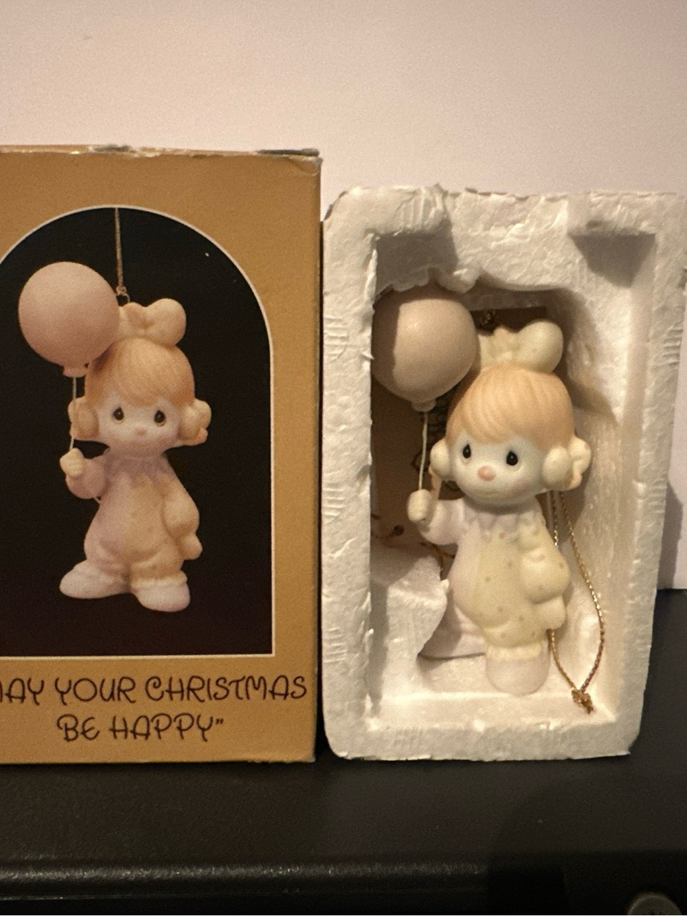 Precious Moments Boy with Balloon Figurine - Cream & Pink Accents